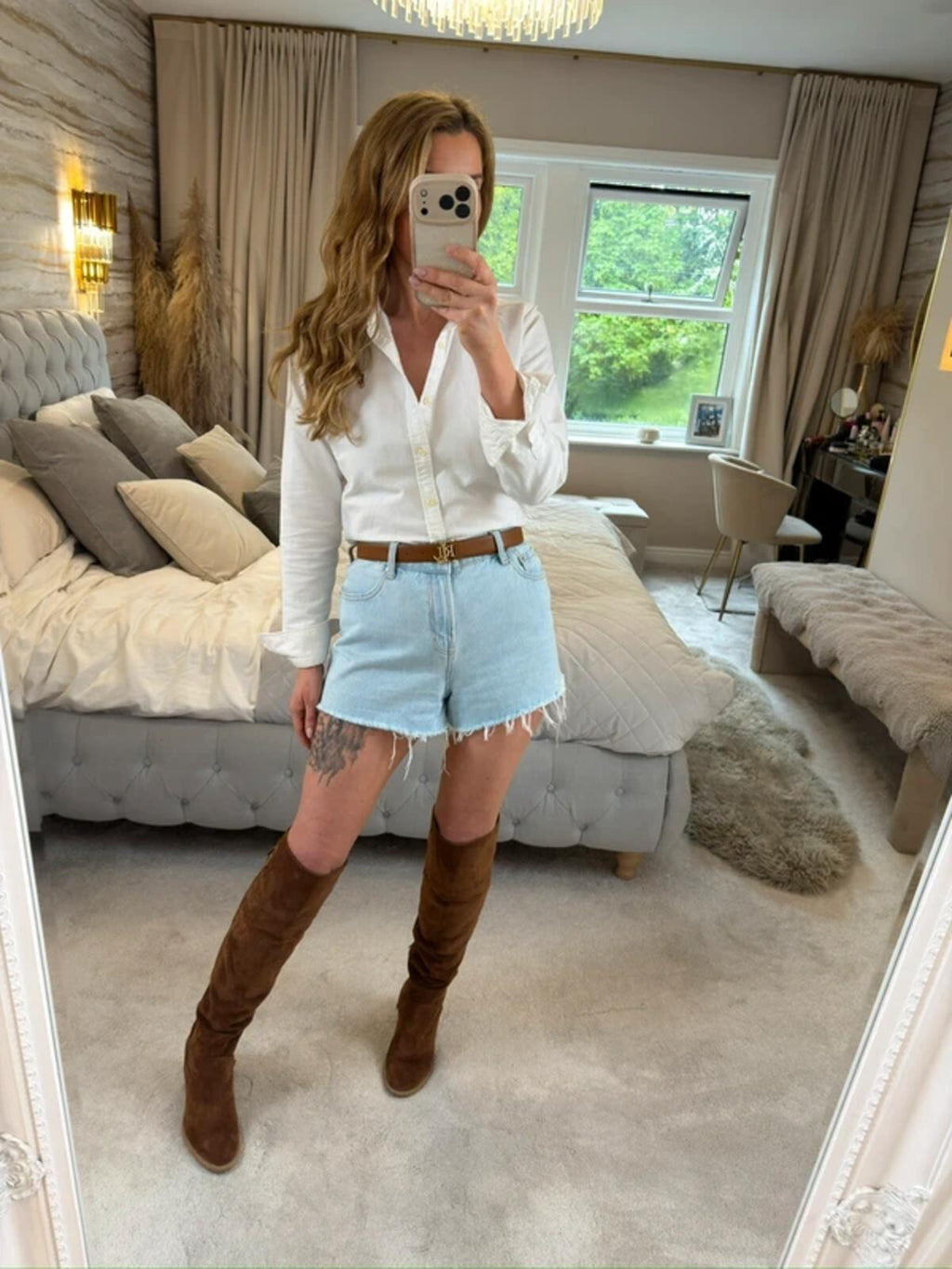 Mango Light Blue Raw Hem Denim Shorts 12