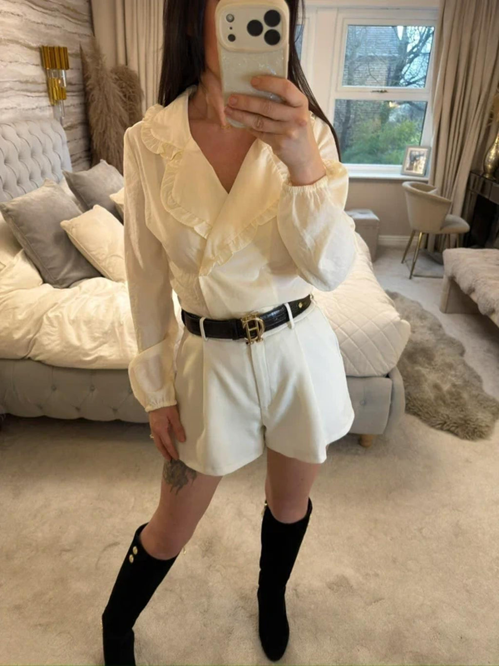New Look Cream Frill Collar Boho Blouse 6