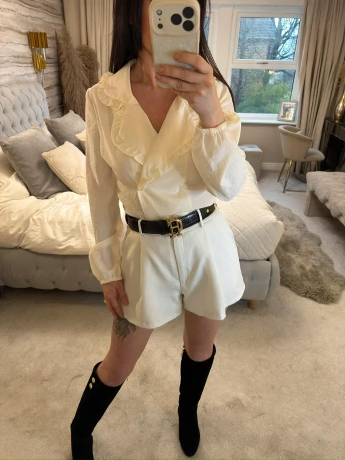 New Look Cream Frill Collar Boho Blouse 6