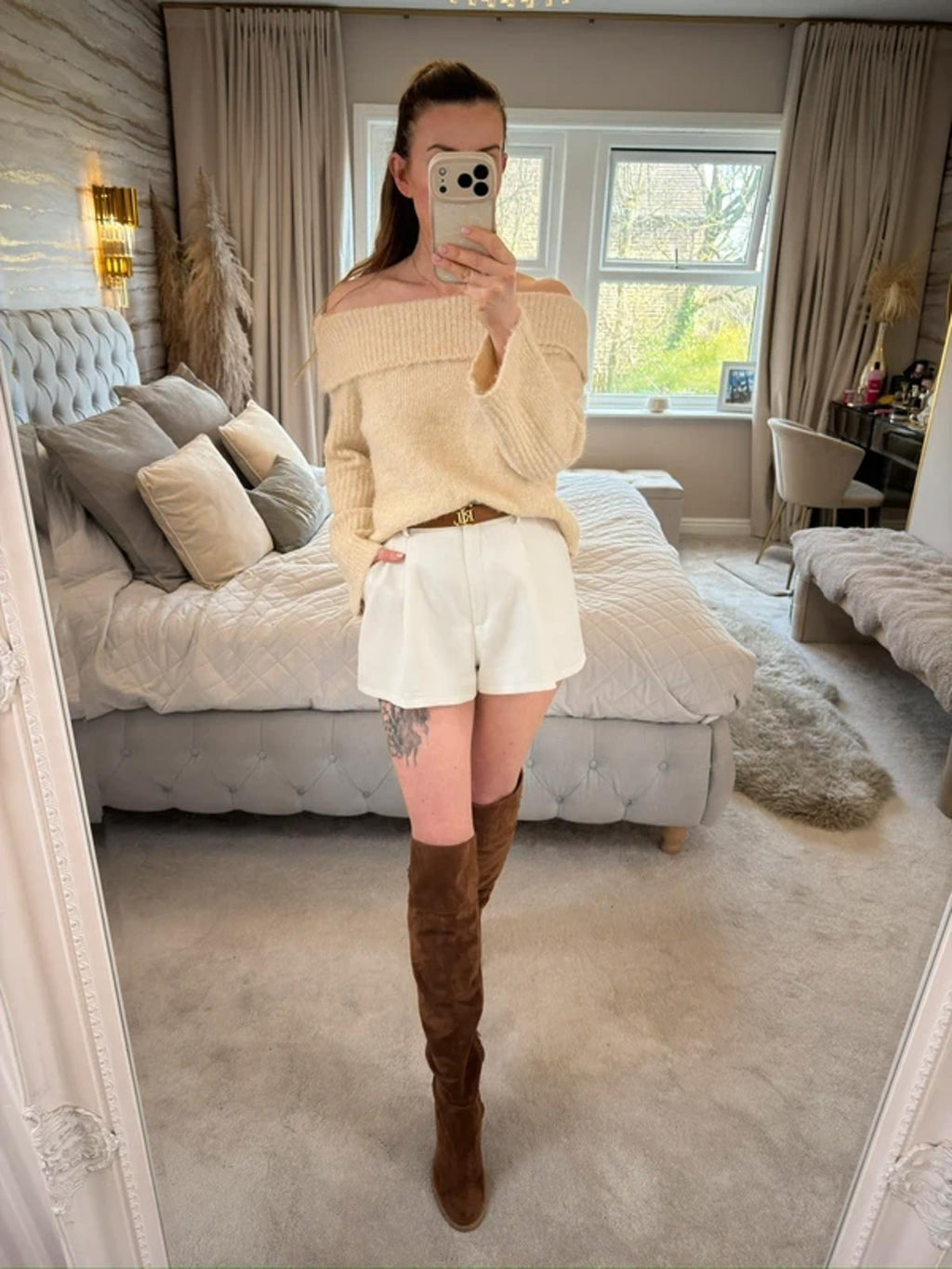 Kimchi Blue Cream Off The Shoulder Jumper XS