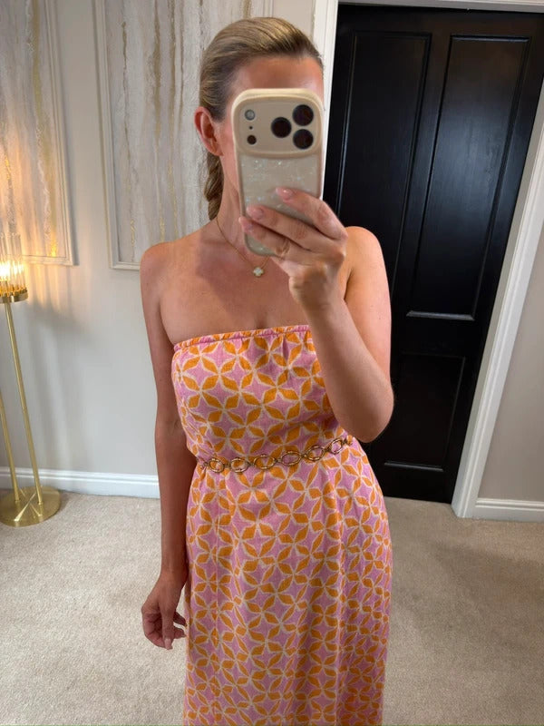 Anthropologie The Aliza Strapless Linen Maxi Dress Small