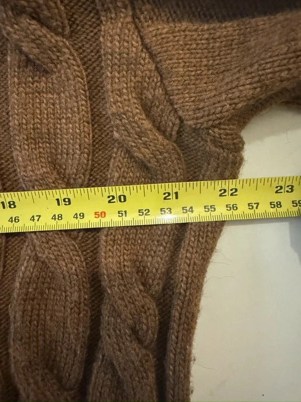 M&S Brown Cable Knit Roll Neck Jumper Medium