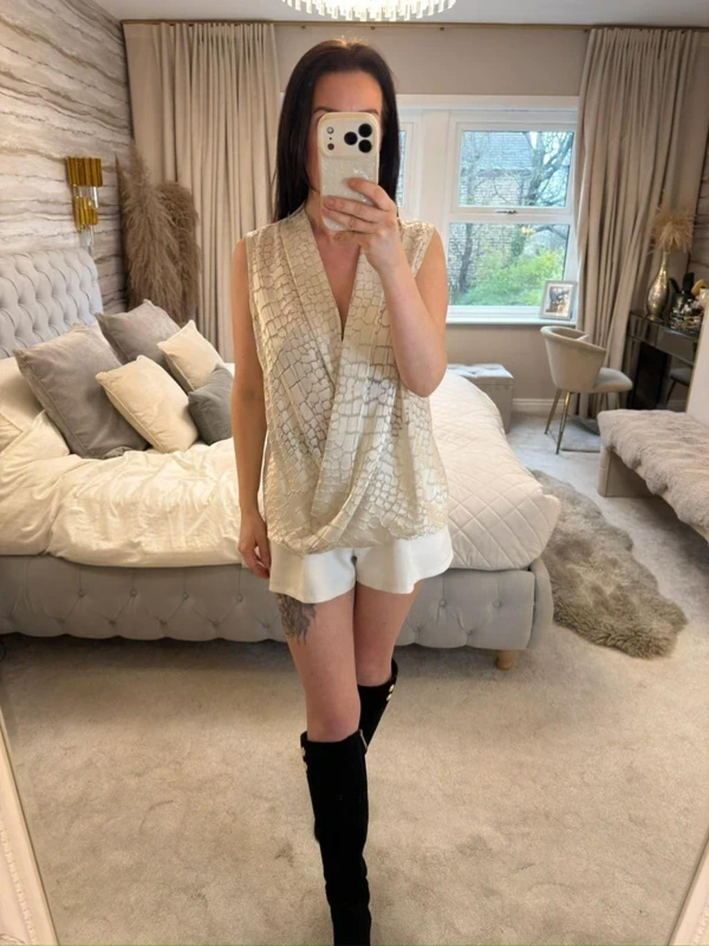 Paraphrase Cream Metallic Blouse 14