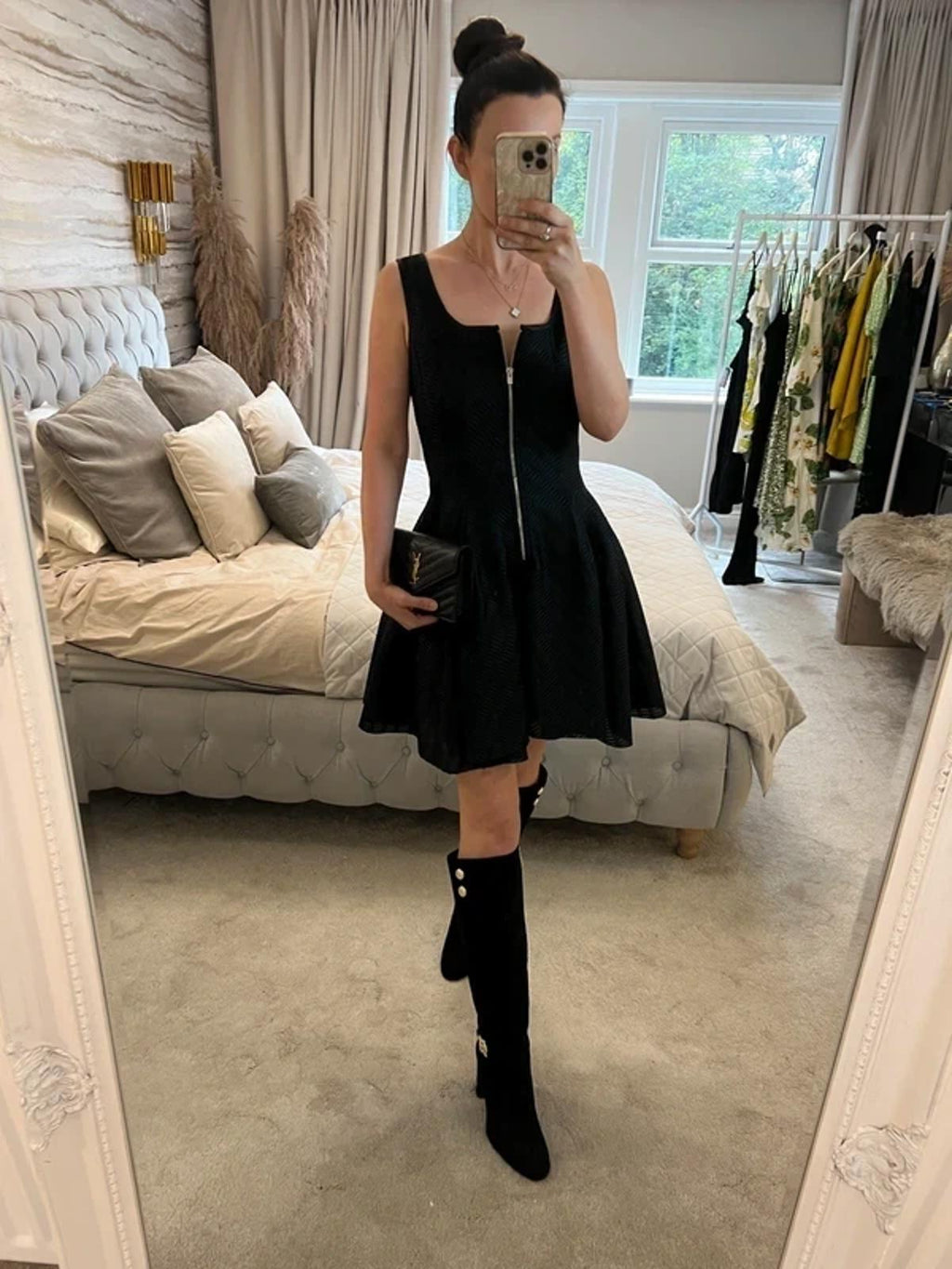 Maje Black Gulliver Mesh Fit and Flare Dress Size 2