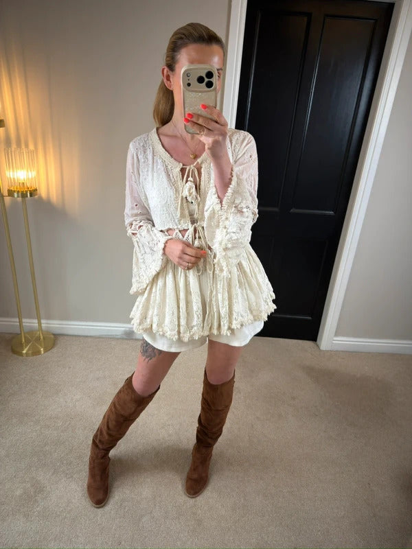 Gipsy Queen Cream Boho Cardigan One Size