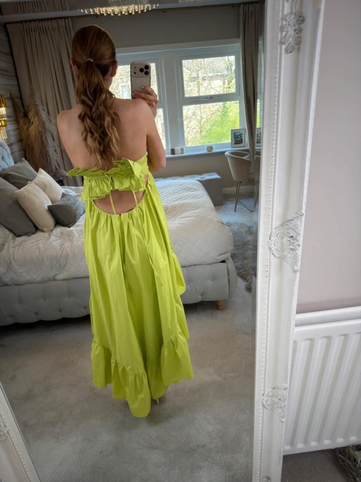 BNWT Asos Lime Green Strapless Dip Hem Dress 8