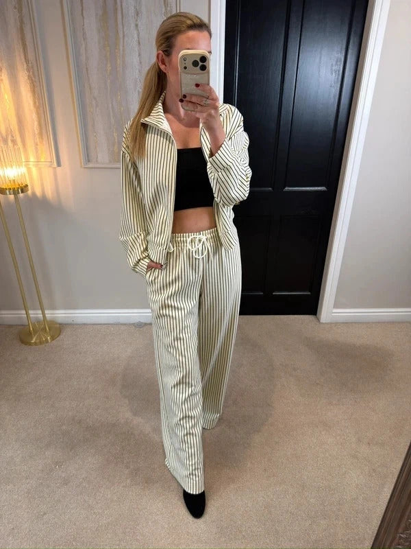 BNWT Love Laura Cream & Black Pinstripe Lounge Co Ord 12