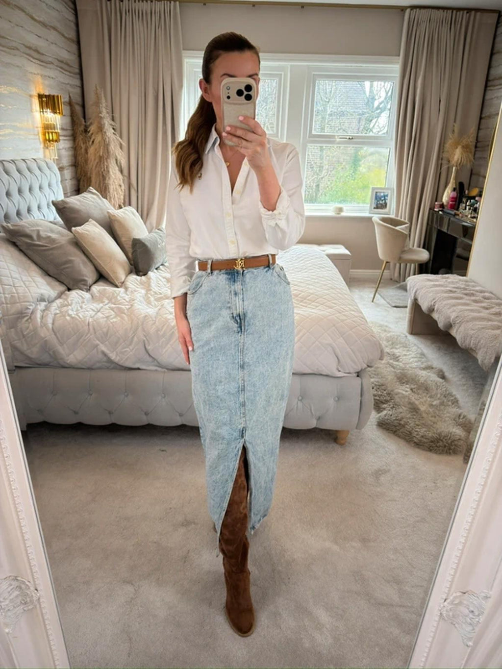 ASOS Light Denim Midaxi Skirt 18