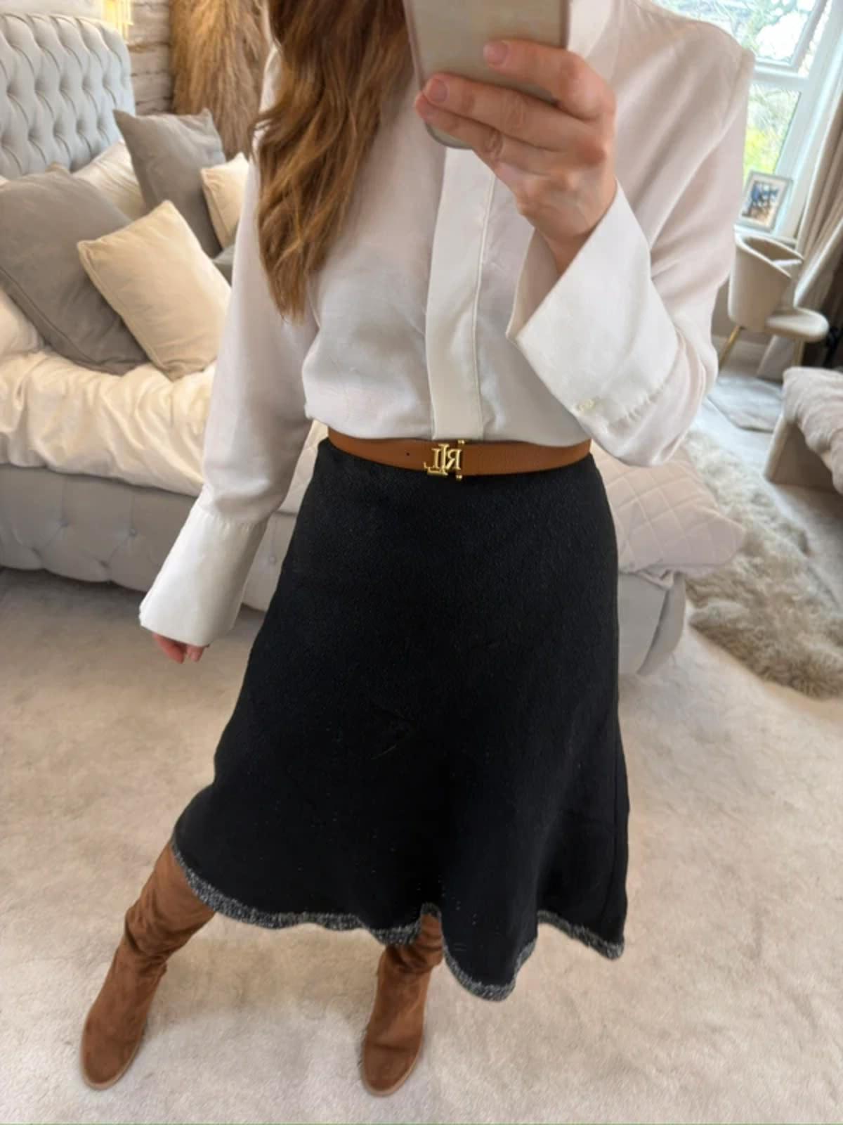BNWT Per Una Black & White Tweed Style A Line Skirt 16