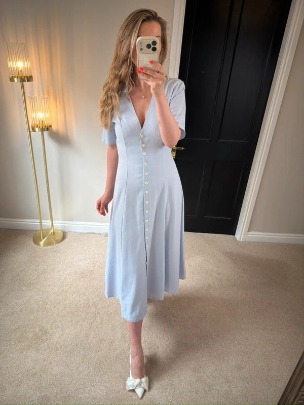 Vintage Etam Powder Blue Midi Dress 10