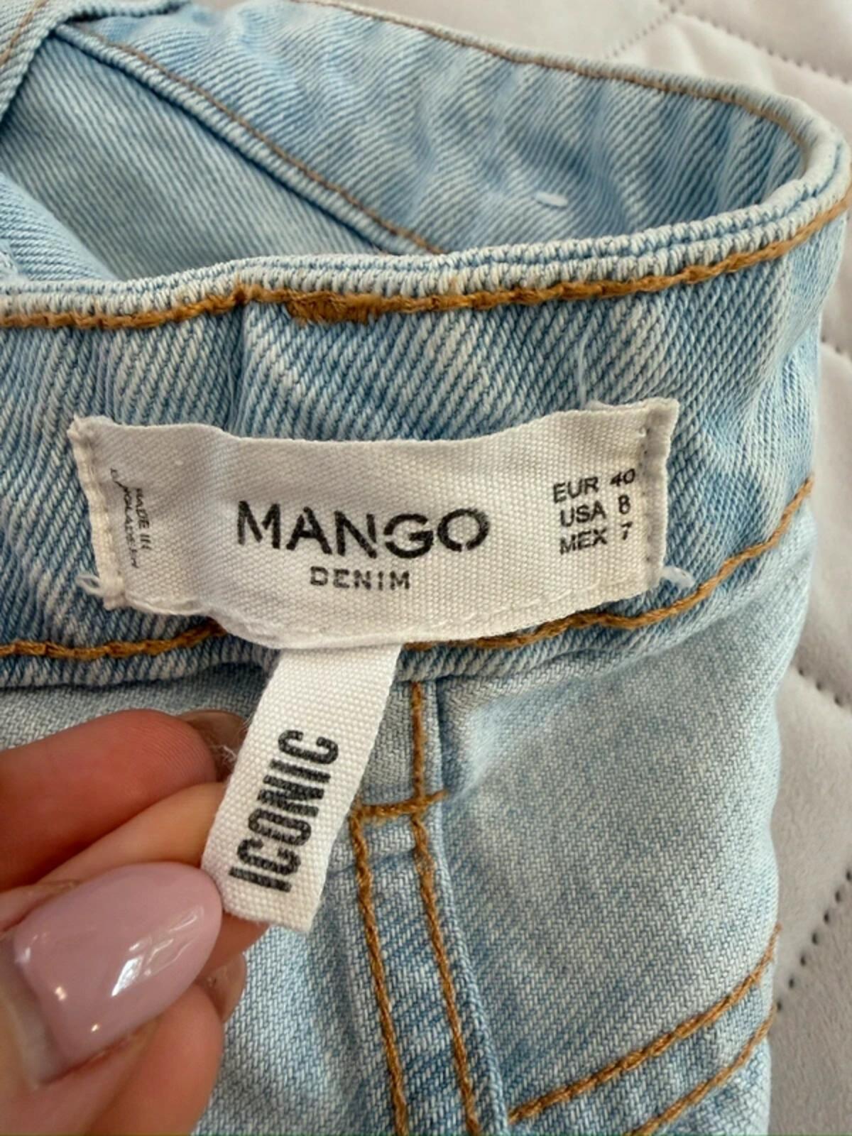 Mango Light Blue Raw Hem Denim Shorts 12