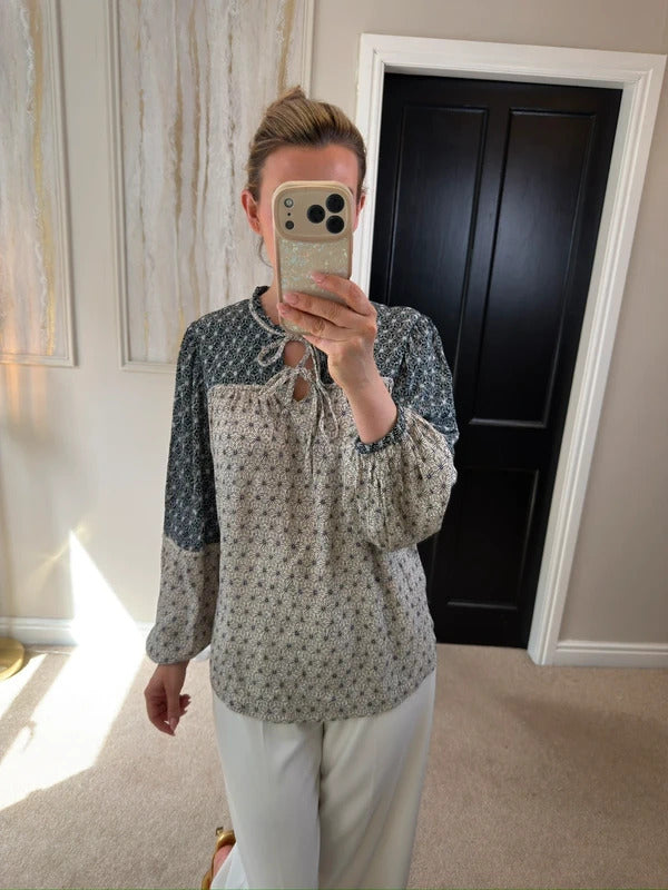 Per Una Cream & Navy Boho Blouse 12
