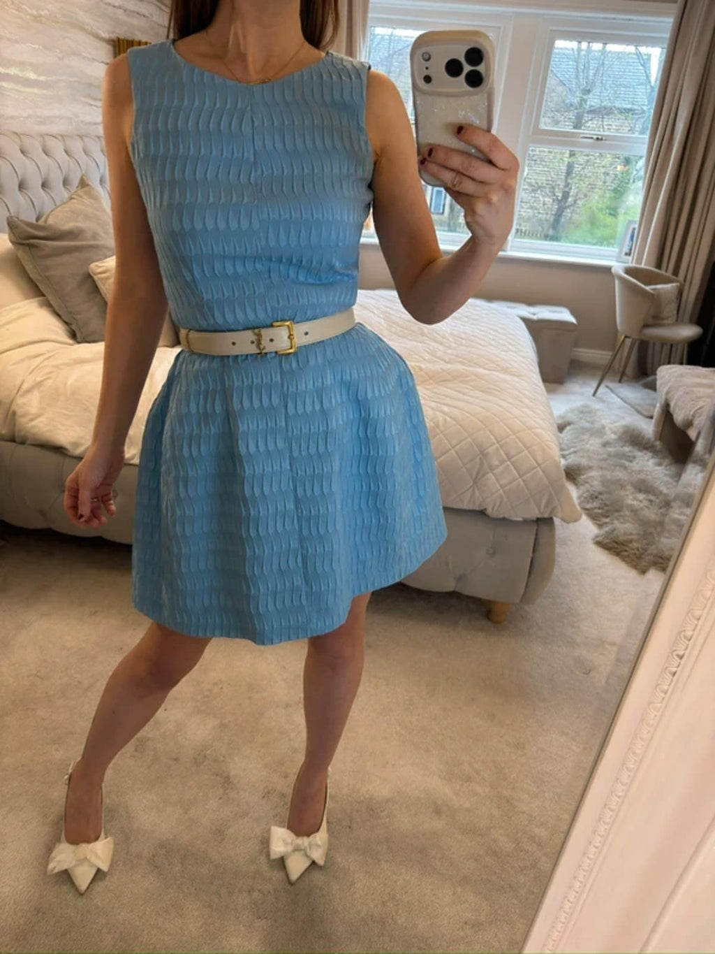 Vintage Blue Structured Mini Dress 10
