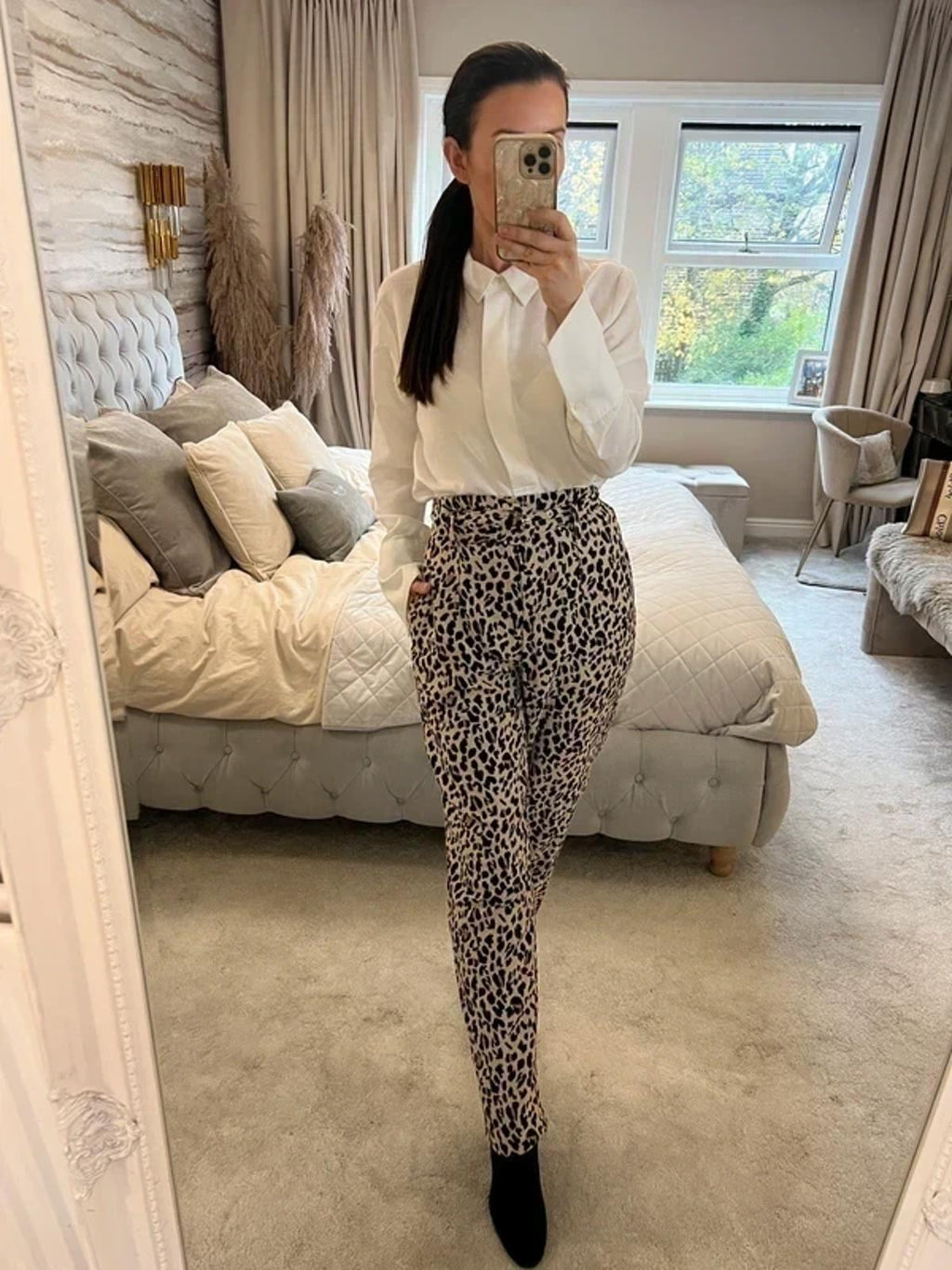 Zara Animal Print High Waisted Trousers Small