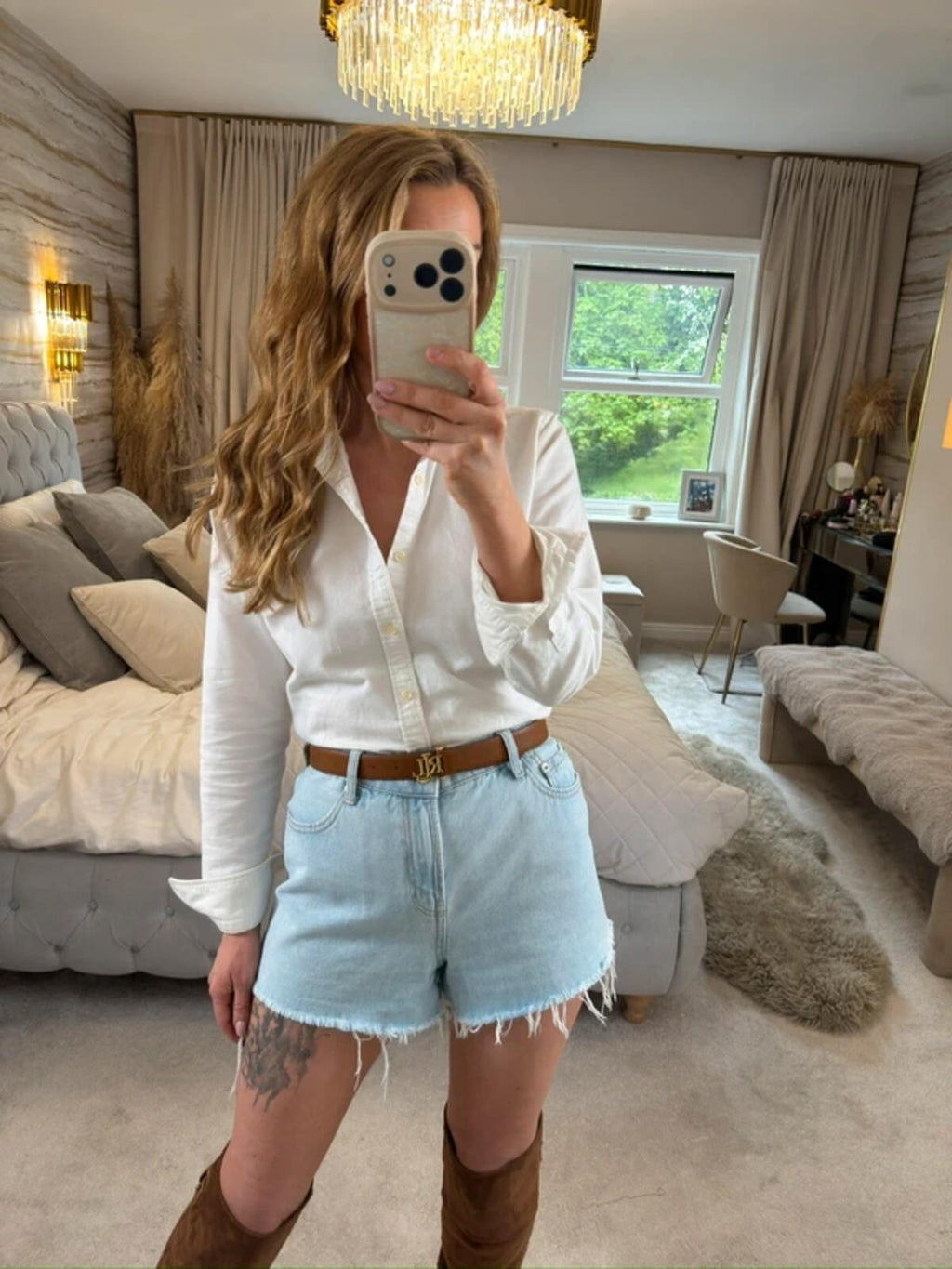 Mango Light Blue Raw Hem Denim Shorts 12