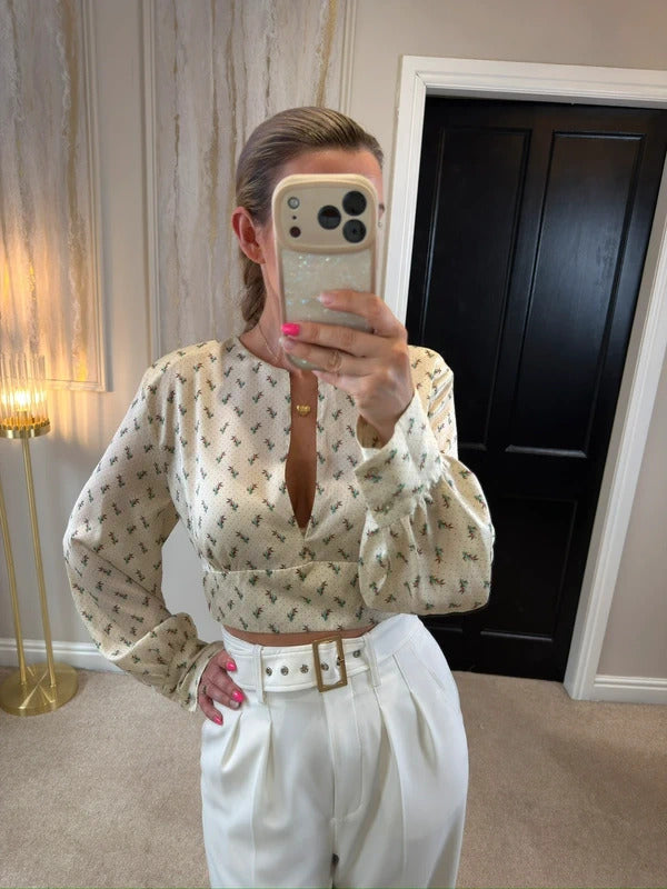 Zara Cream Satin Blouse XL