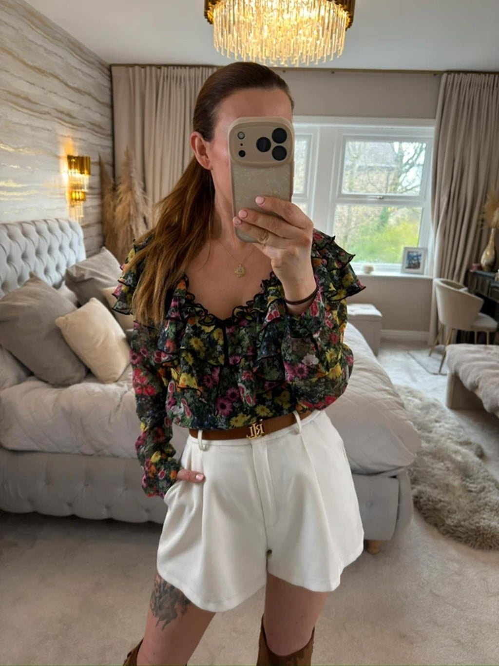 Ted Baker Multicoloured Floral Frill Blouse 10