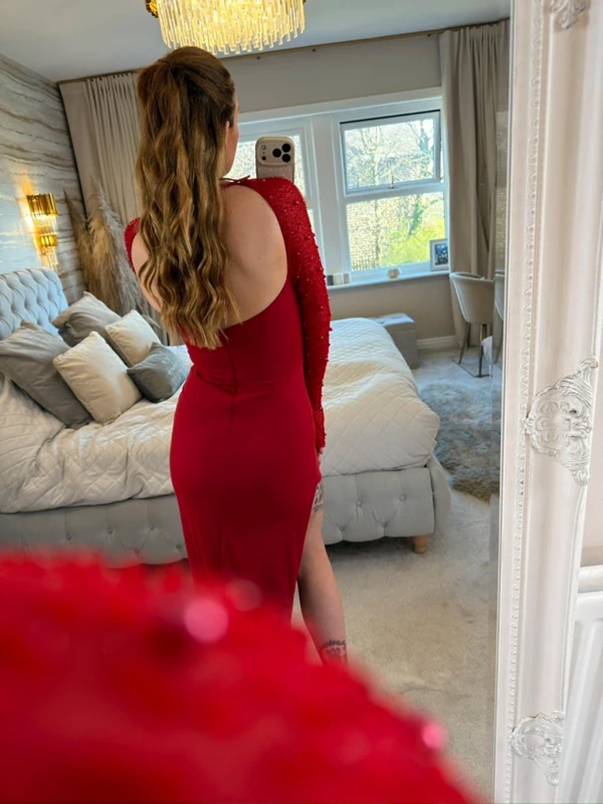 Oh Polly Red Embellished Evening Dress 8