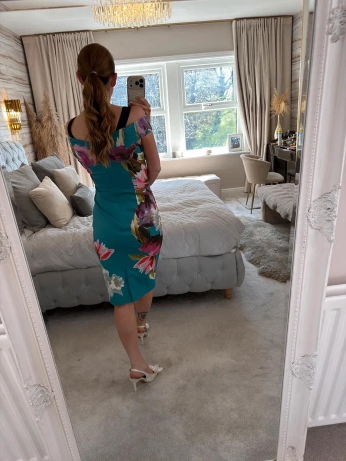 Karen Millen Teal Floral Dress 10