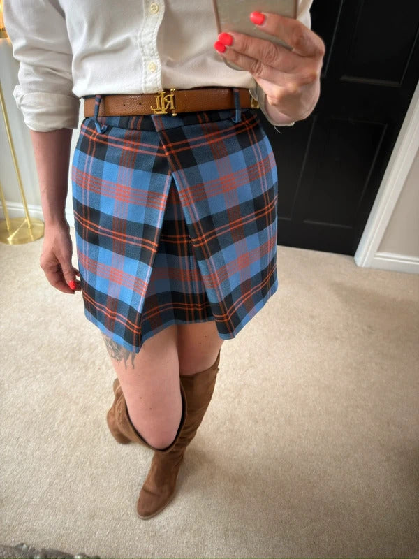 Alexander McQueen Paddington Check Pleated Prince Wales Mini Skirt Size Medium