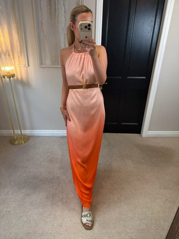 BNWT Next Orange / Pink Ombré Plait Maxi Dress 10