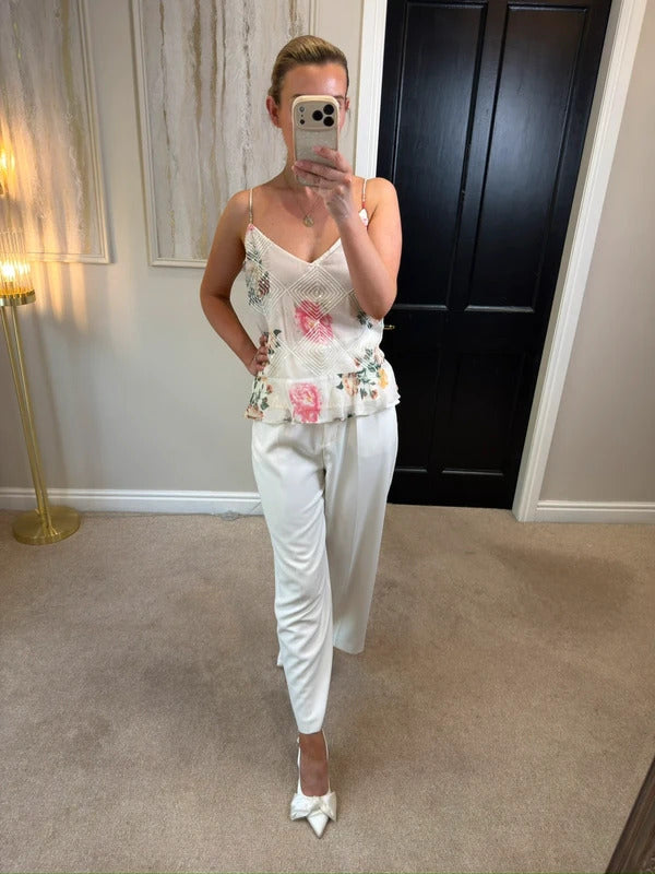 River Island Sequin Floral Frill Cami Blouse 16