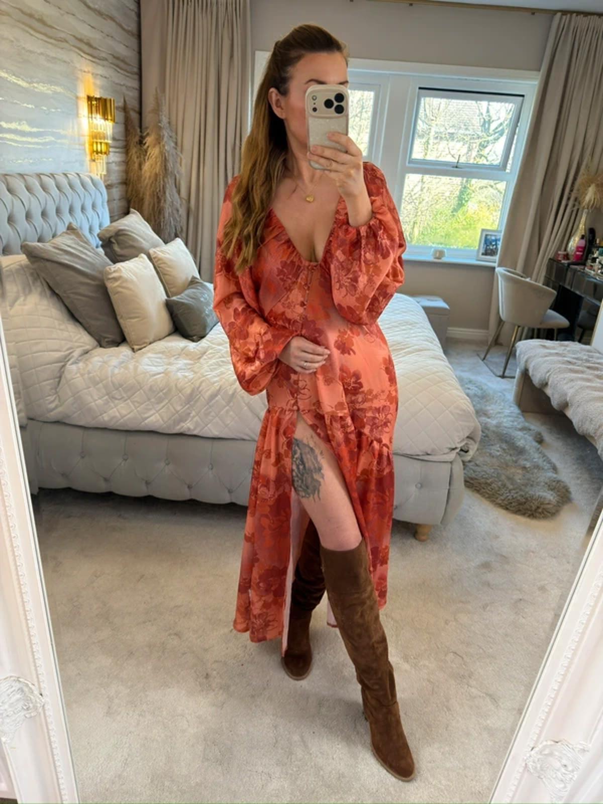BNWT Asos Boho Satin Open Back Midi 10