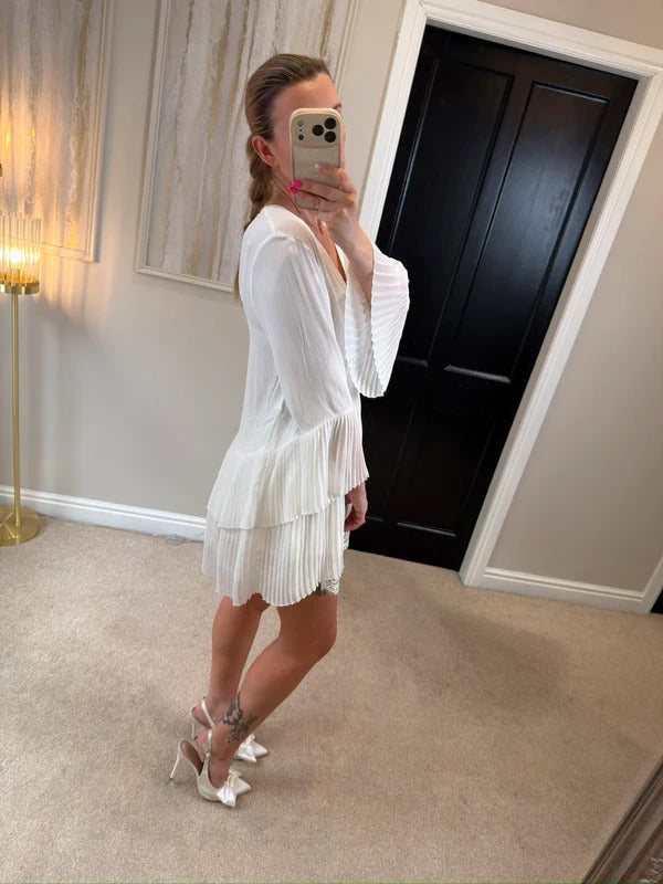 Zara White Pleated Tunic XS