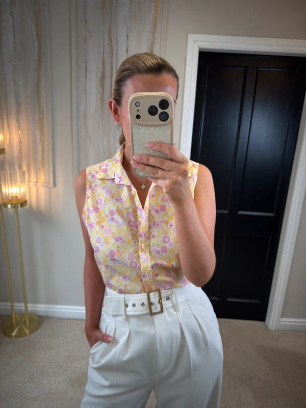 Lands End Paisley Print Sleeveless Blouse 8