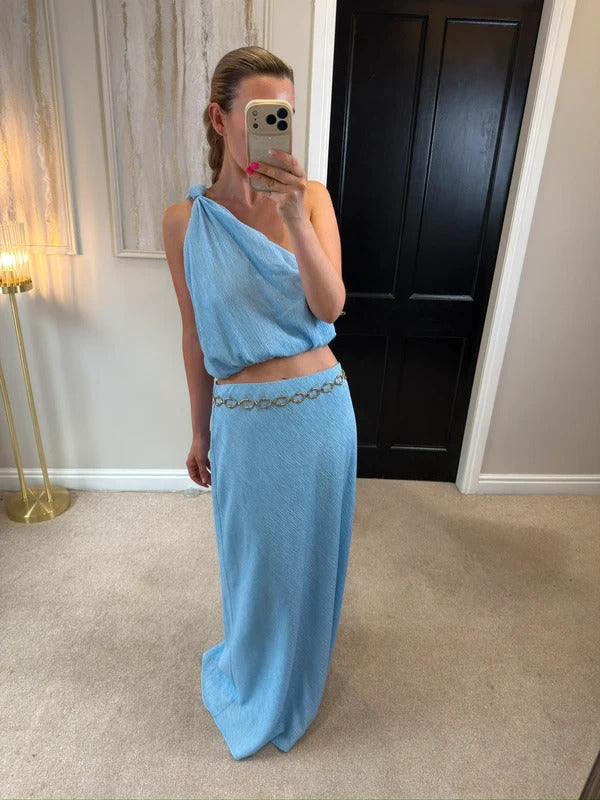 BNWT Abercrombie & Fitch Blue Maxi Skirt Co Ord Medium