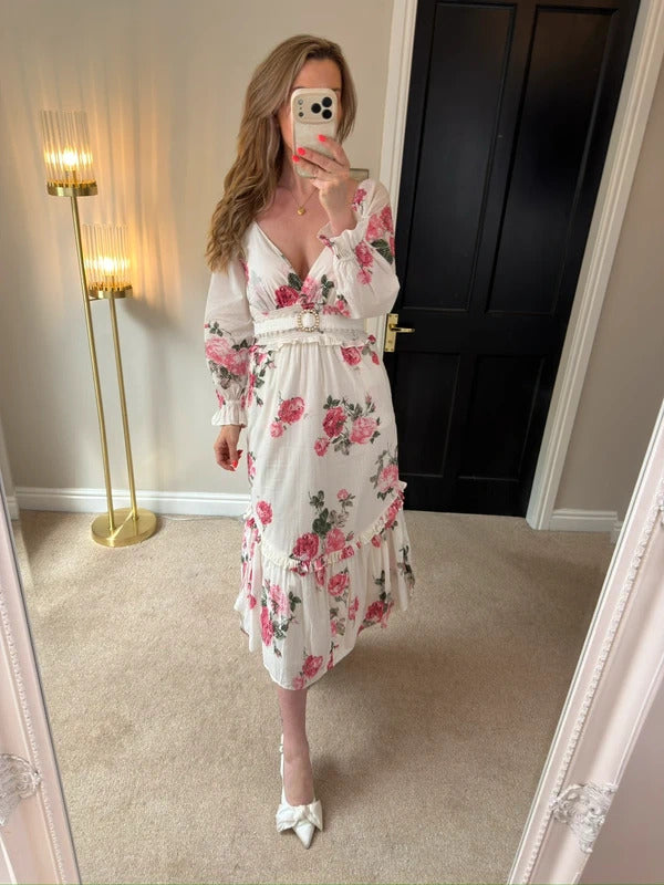 LoveShackFancy Pink Firefly Midi Dress