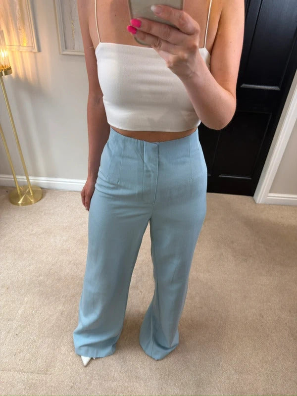 Zara Blue Wide Leg Trousers Size Medium