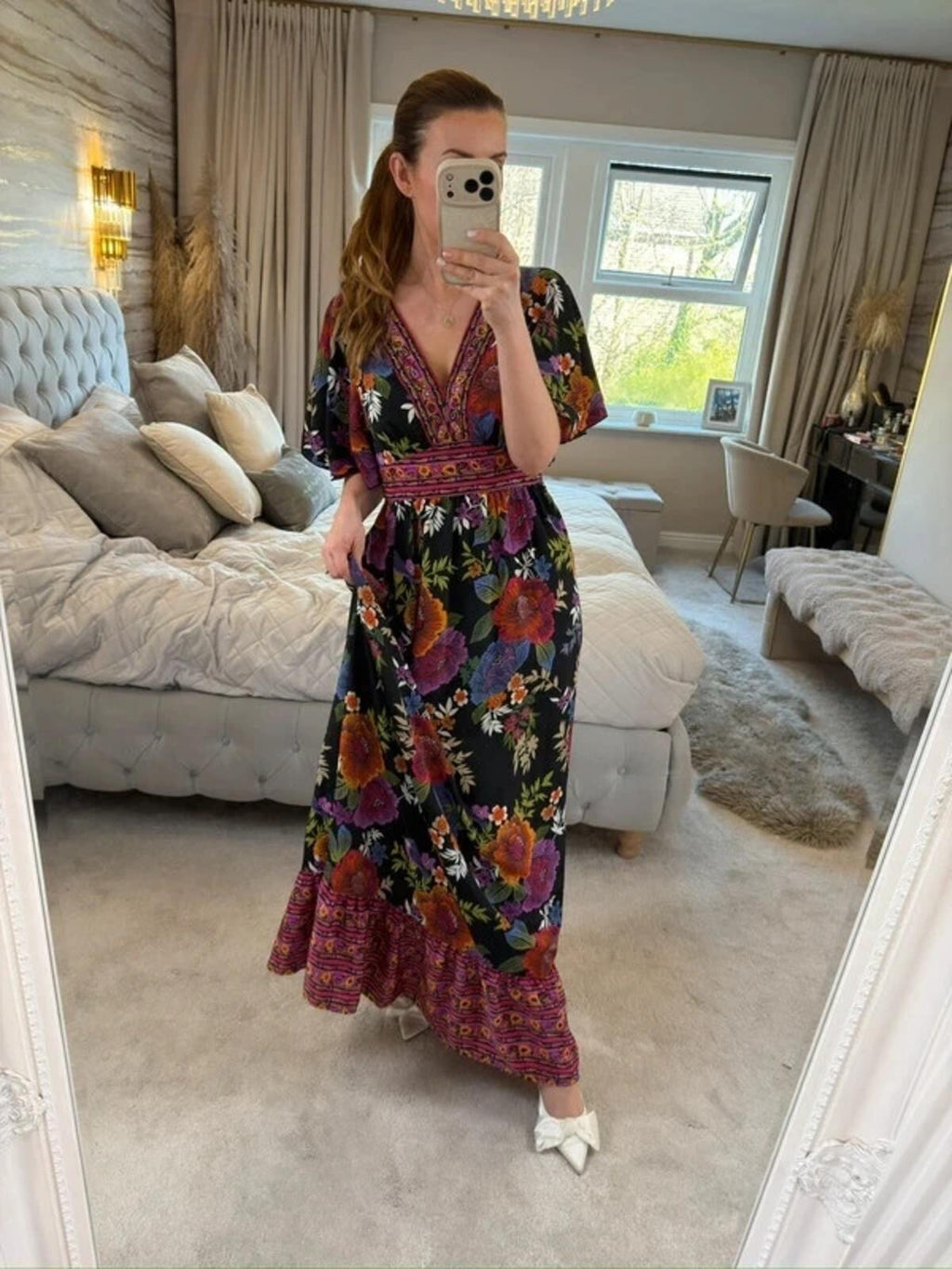 Papaya Multicoloured Embellished Maxi Dress 10