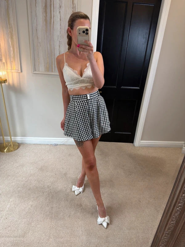 BNWT River Island Black & White Gingham Shorts 10