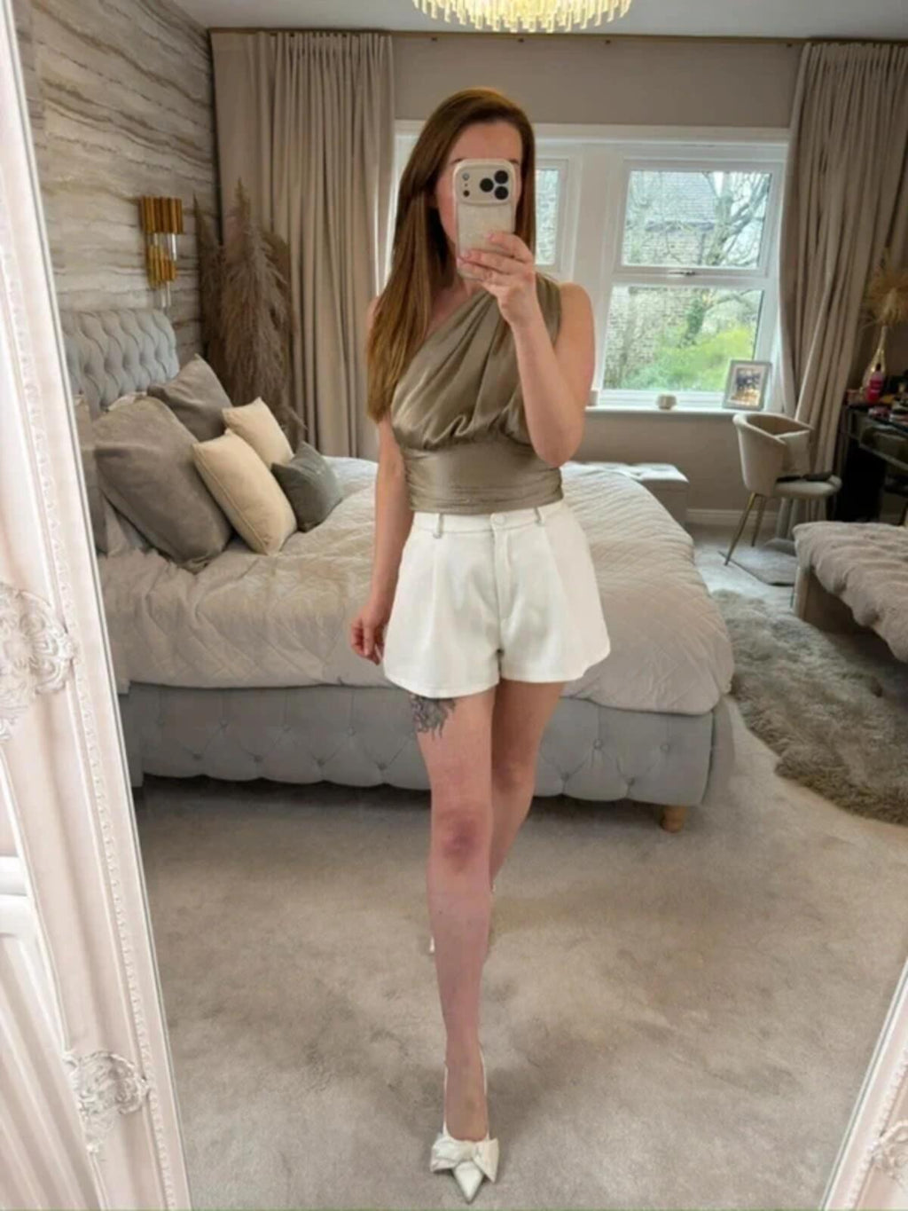 NA-KD Brown Satin Asymmetrical Blouse BNWT 12