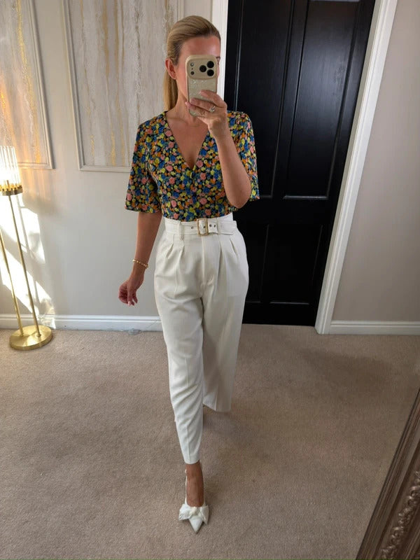 ASOS Multicoloured Floral Tie Back Blouse 10