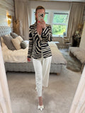 Zara Black & Cream Animal Print Blazer Small