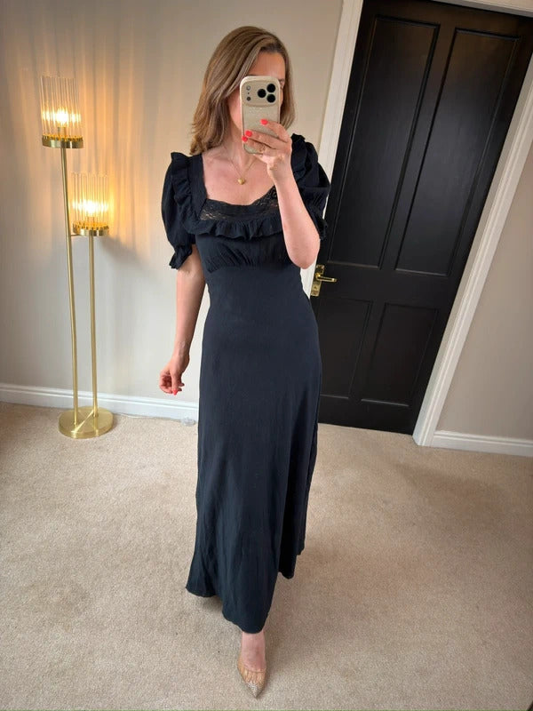Free People Now & Forever Navy Midi Dress Medium