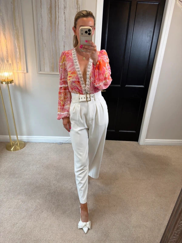 River Island Pink Embellished Bodysuit XS