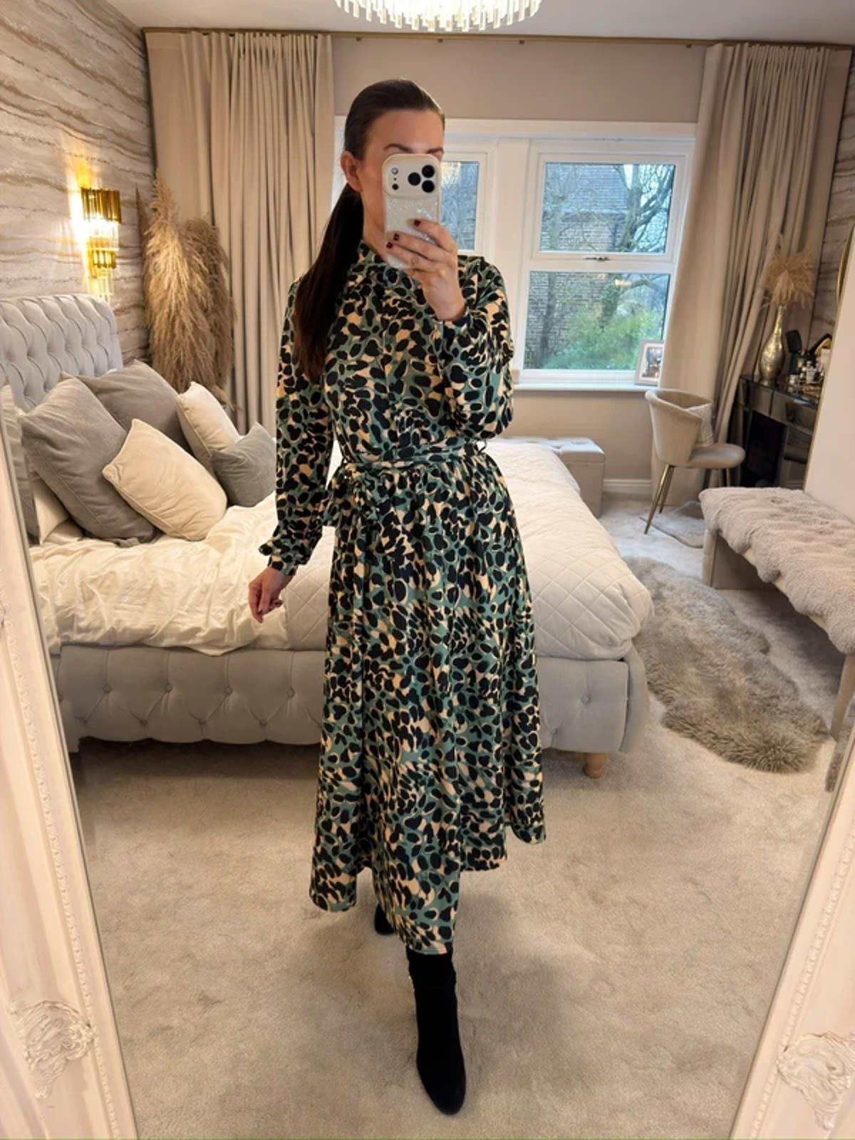 Green Belted Midi Dress 8