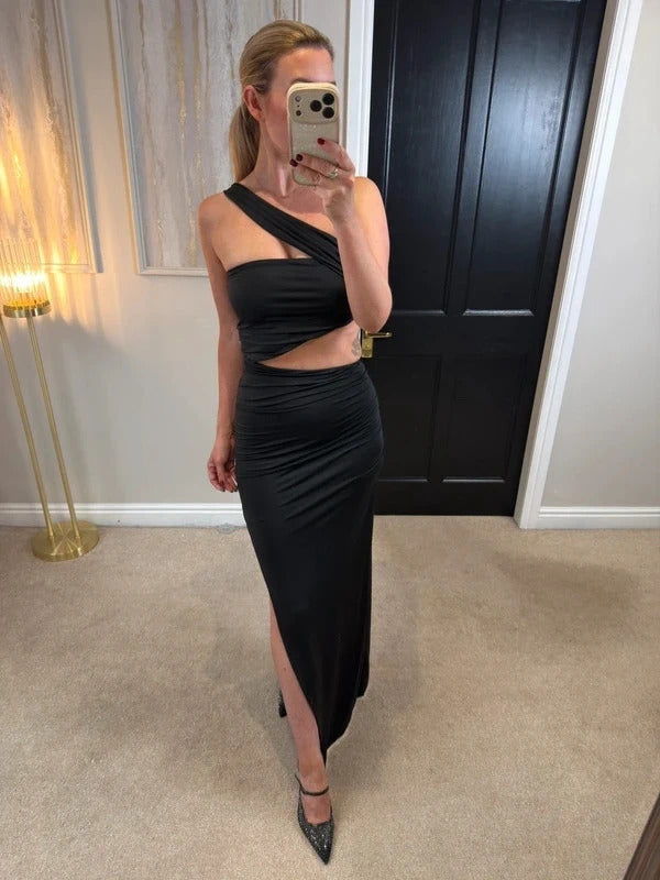 Oh Polly Black Maxi Cut Out Split Maxi Dress 10