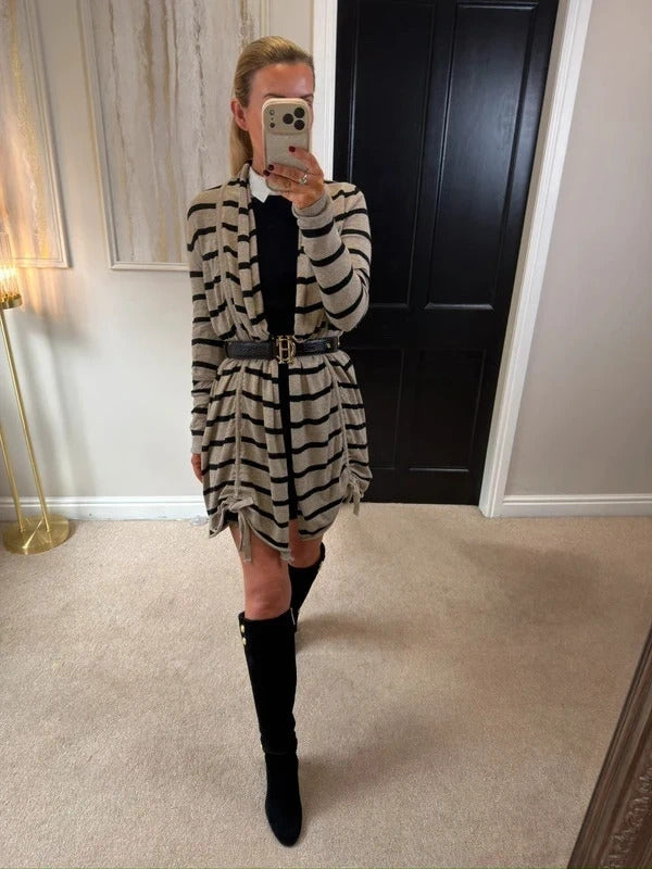 Y2K AllSaints Beige & Black Stripe Cardigan 8