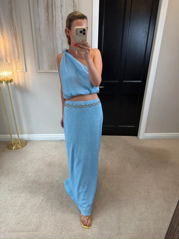 BNWT Abercrombie & Fitch Blue Maxi Skirt Co Ord Medium