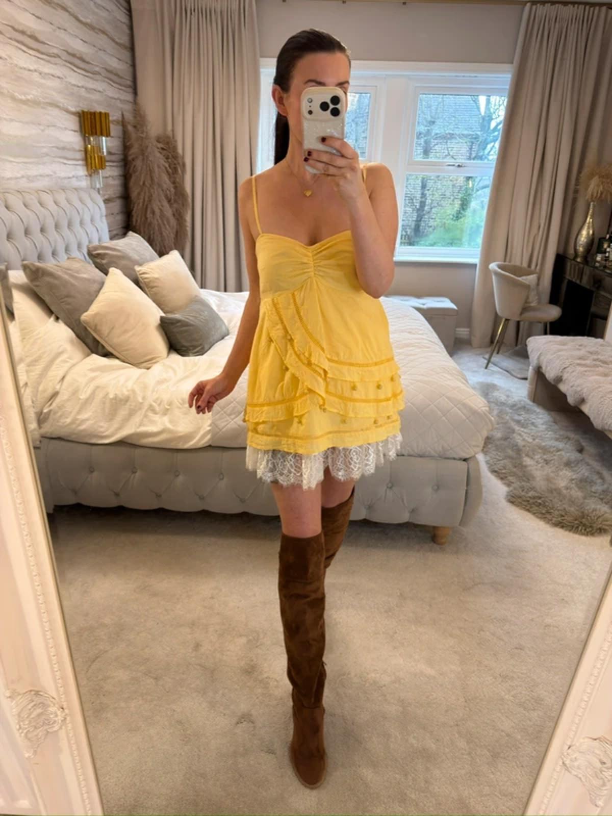 Vintage H&M Yellow Long Boho Cami 10/12