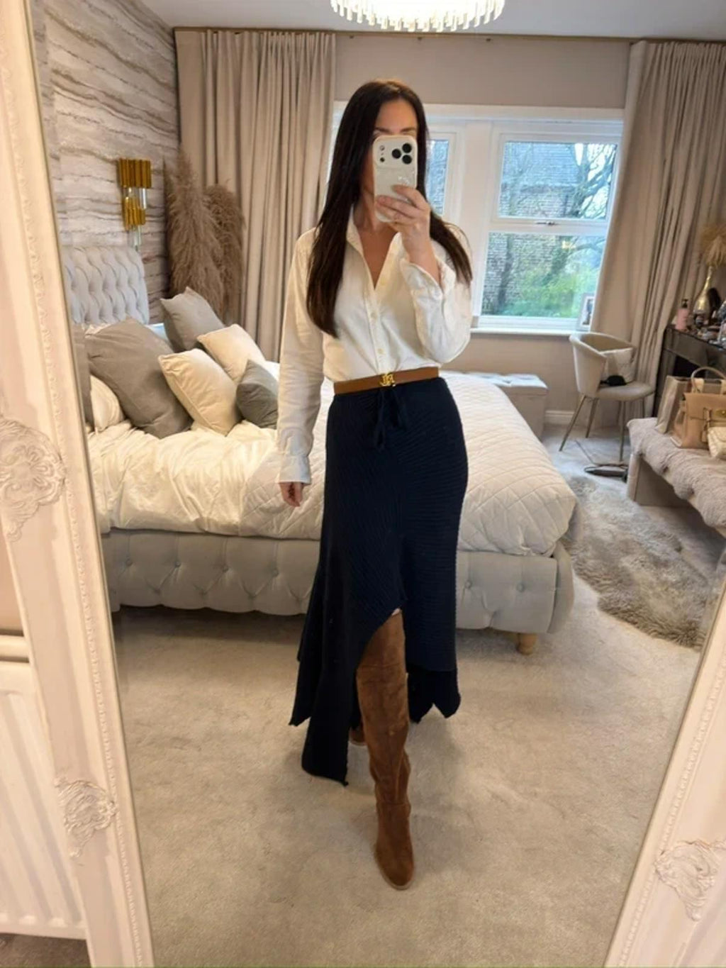 Marques Almeida Navy Knitted Asymmetrical Skirt 8/10