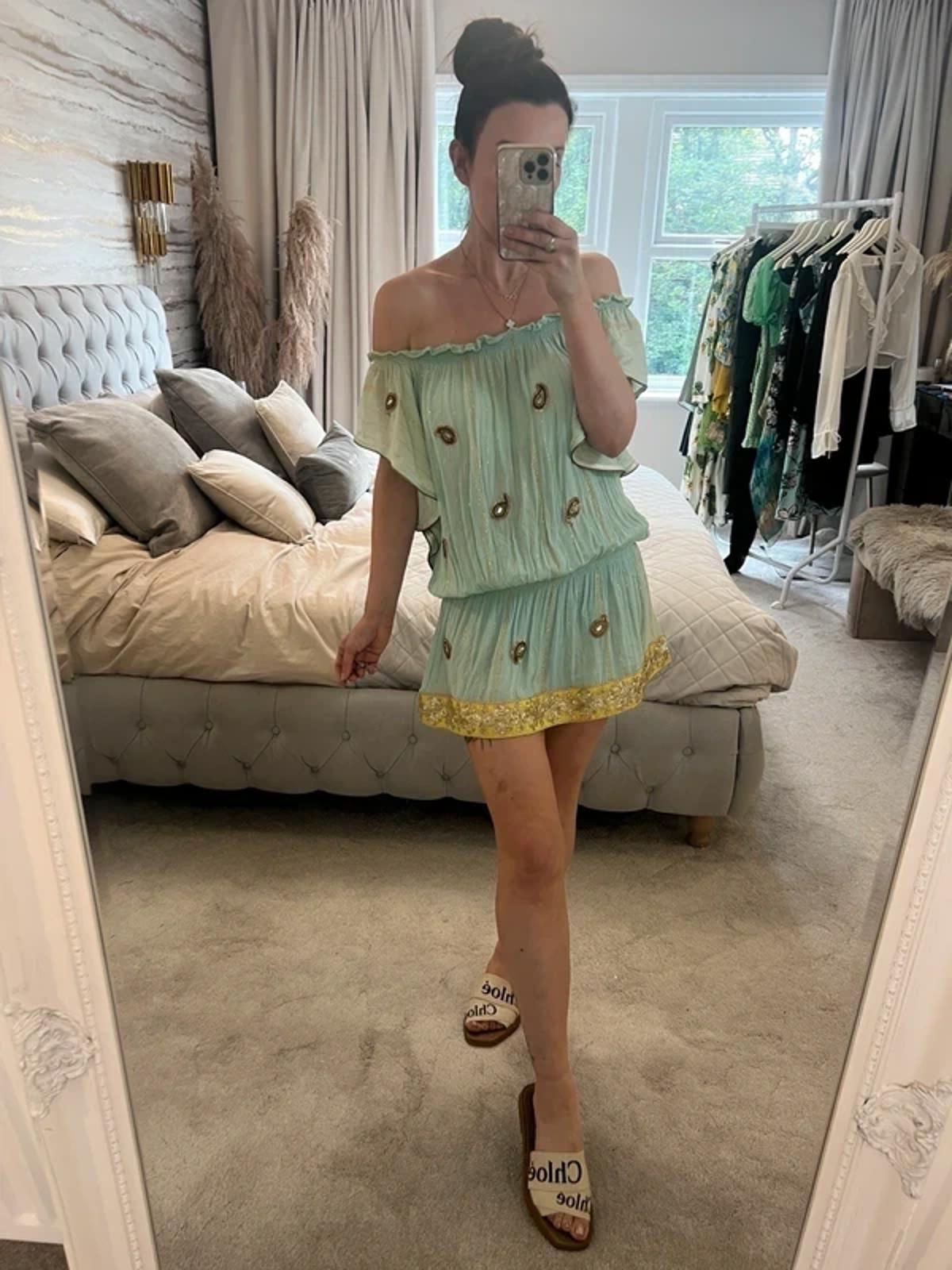 Miss June Mint Green Embellished Kaftan One Size