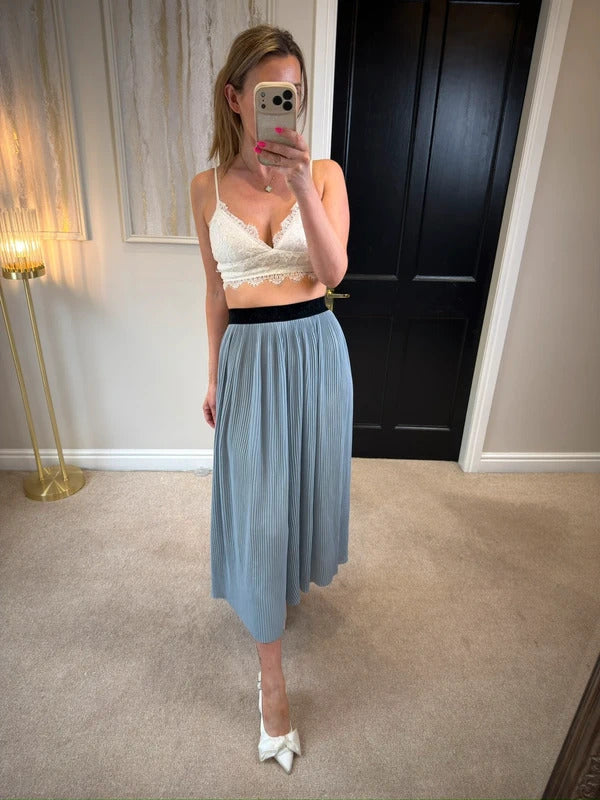 Zara Dusky Blue Pleated Culottes Medium