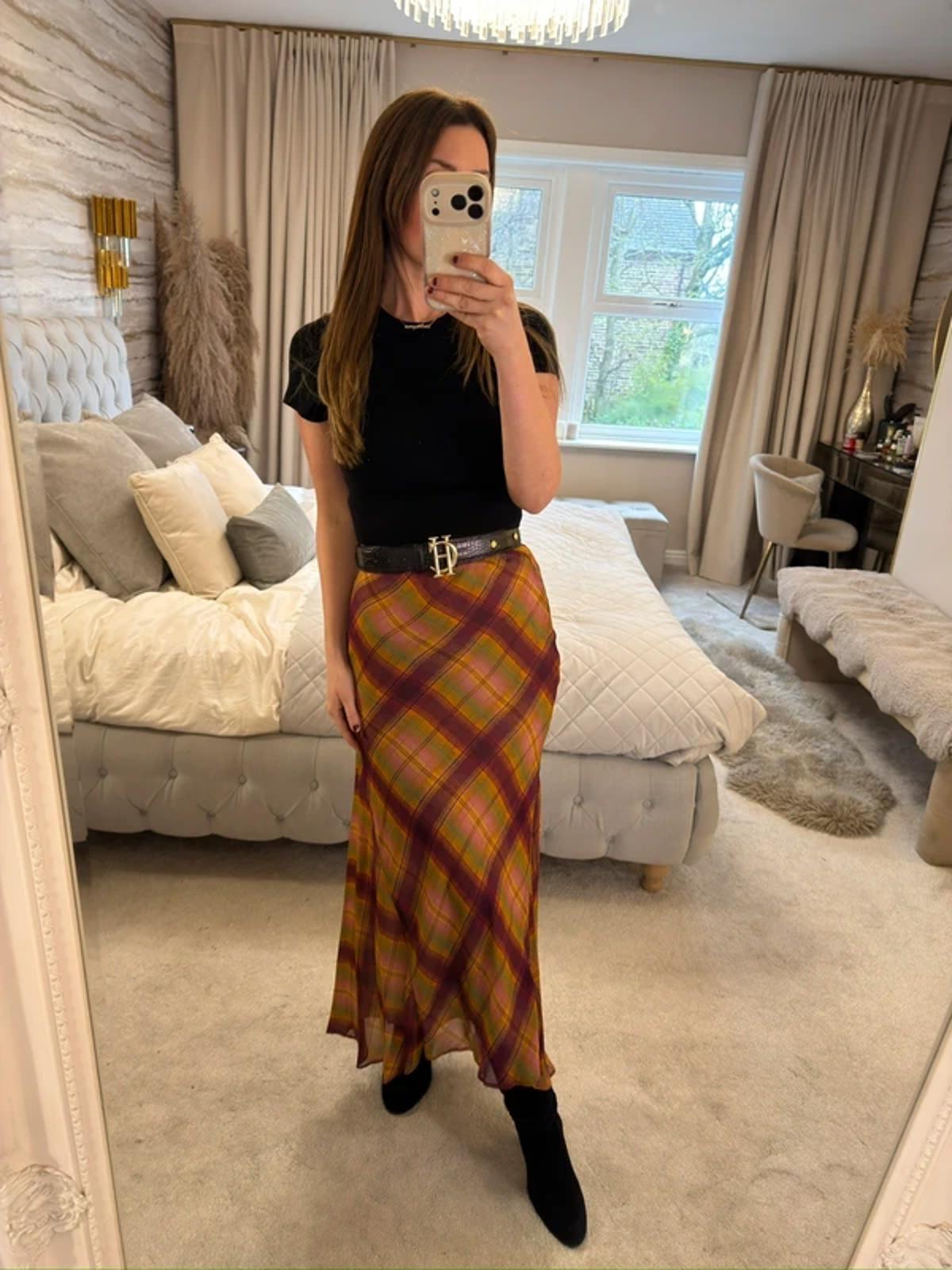 BNWT Zara Tartan Midi Skirt Small