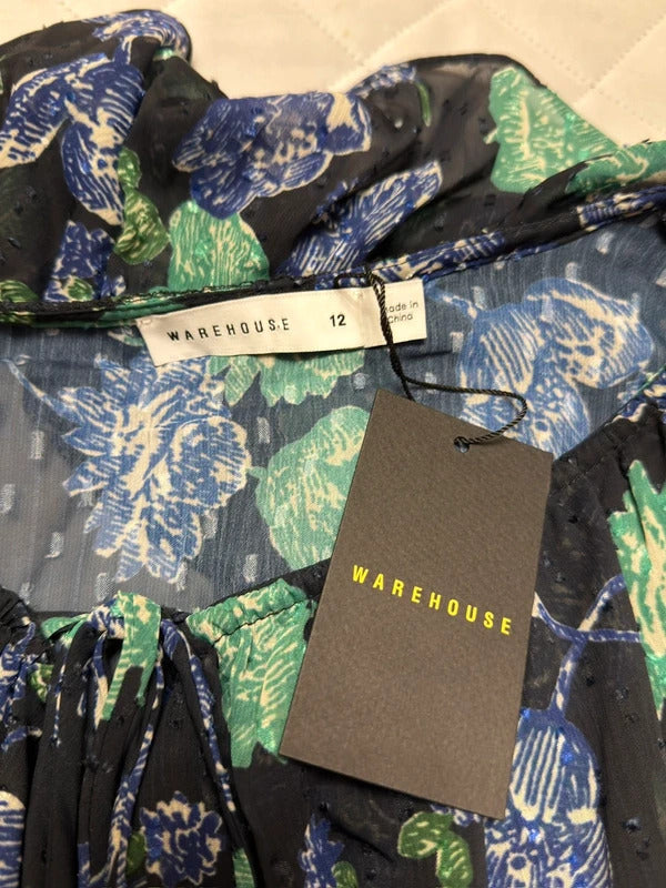 BNWT Warehouse Black Floral Boho Blouse 12