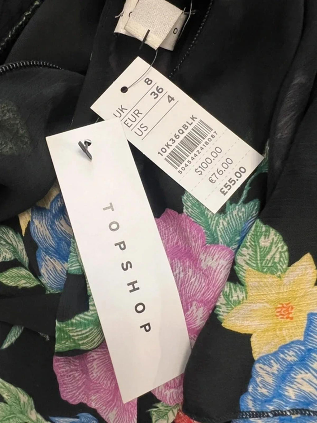 BNWT Topshop Black Ruffle Tiered Floral Dress 6/8